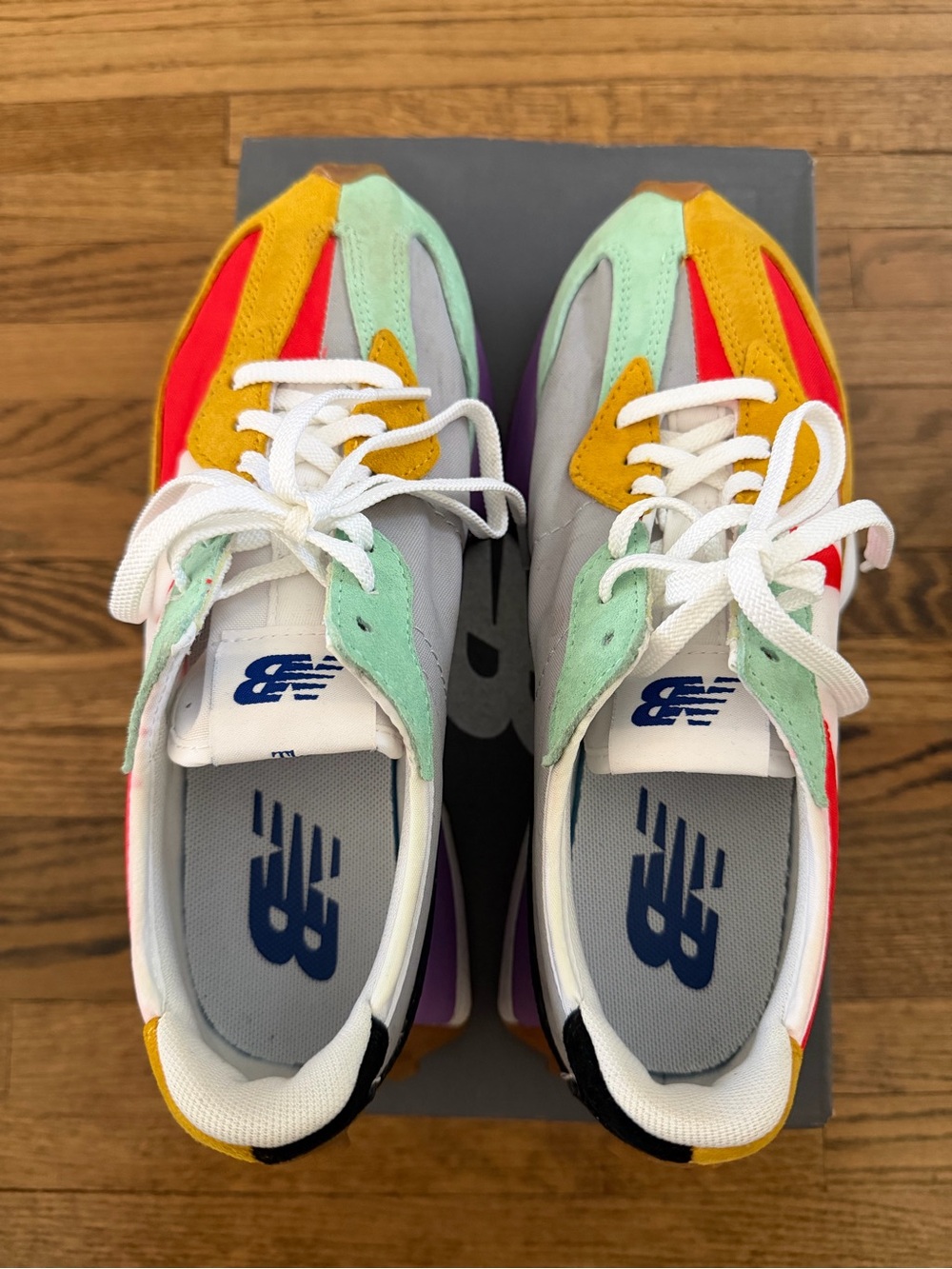 New Balance Multicolor Retro Runner Sneakers - White, Red, Yellow, Mint, Purple - Picture 2 of 7